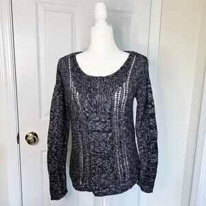 Women's Mudd Long Sleeve Sweater | Blue | Open Knit | Scoop Neck | Size Medium